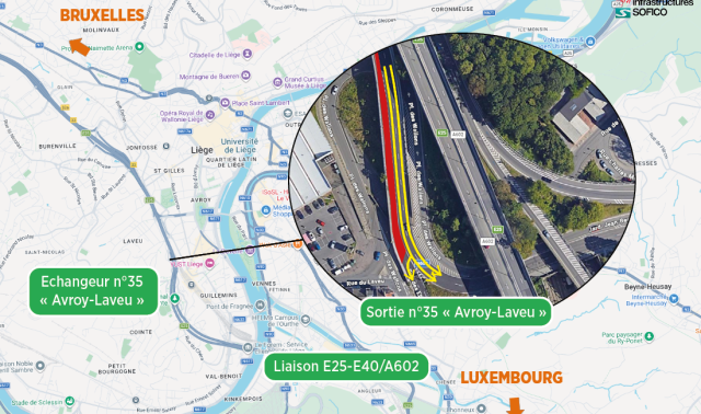 Une voie fermée à la sortie Avroy-Laveu en raison de dégradations