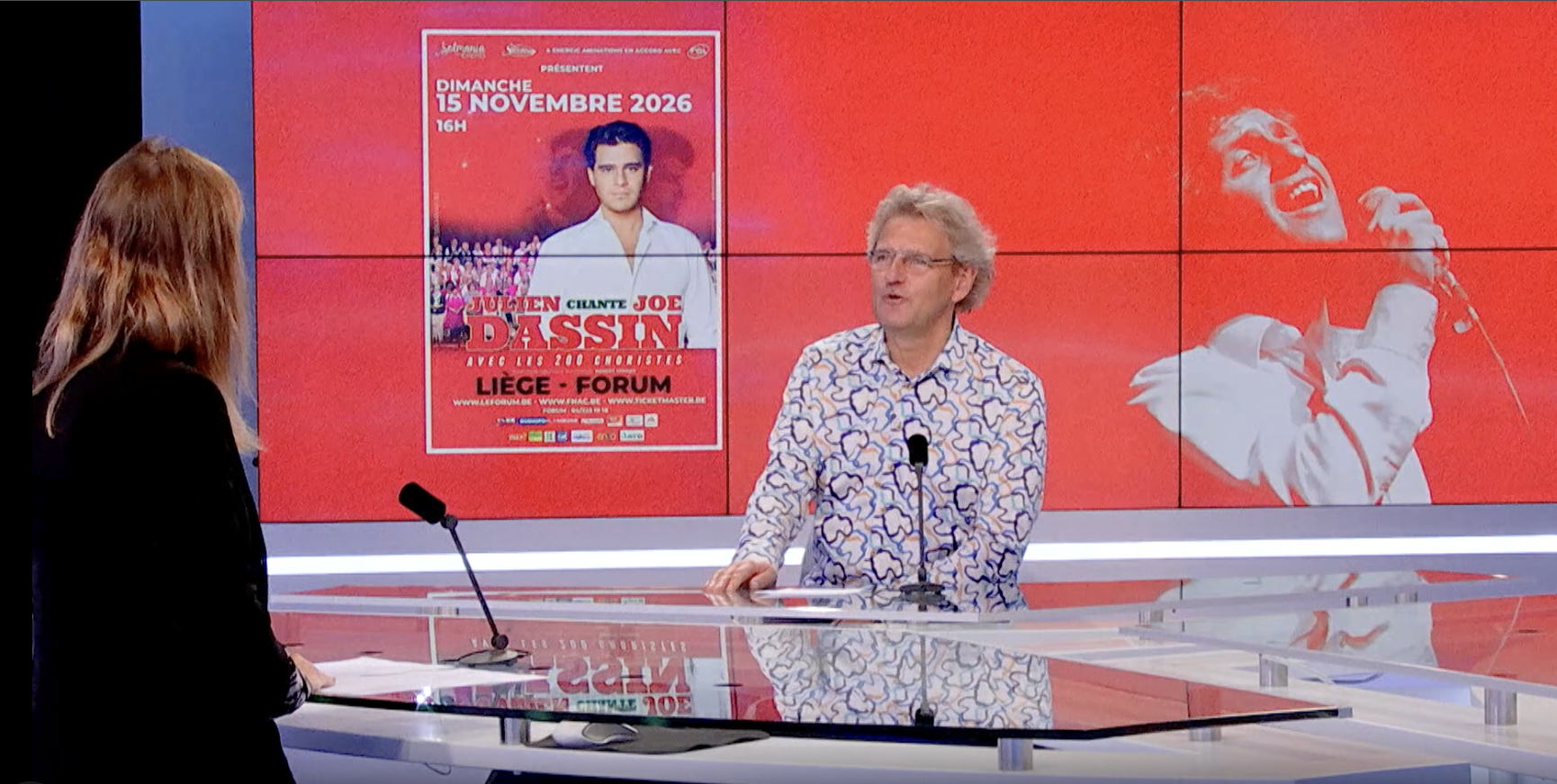 Julien Dassin au Forum de Liège : un hommage à Joe Dassin avec 150 choristes de Solmania