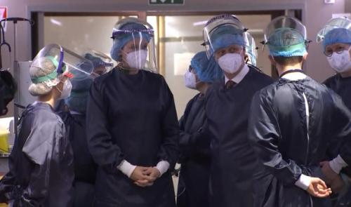 Le Roi et la Reine à l'hôpital du Bois l'Abbaye