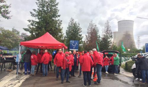 Action syndicale à la centrale nucléaire de Tihange