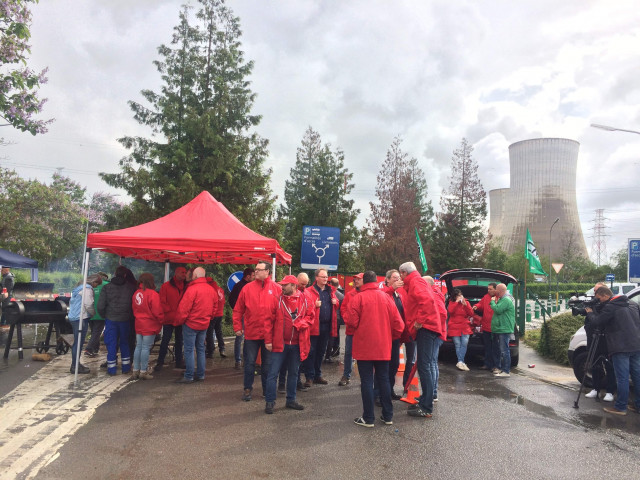 Action syndicale à la centrale nucléaire de Tihange