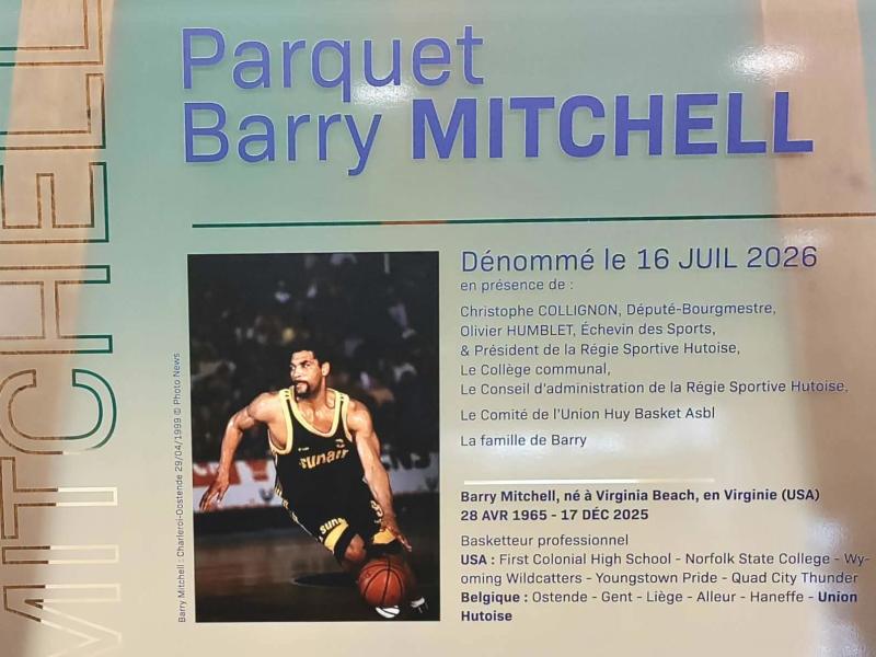 Le parquet de l'Union Huy renommé "Parquet Barry Mitchell"
