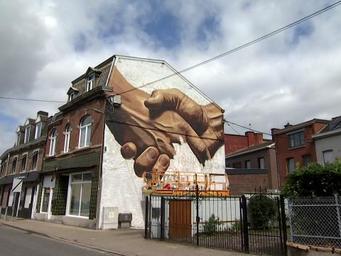 Une fresque pour commémorer la solidarité suite aux inondations de 2021