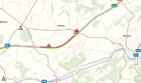 Accident sur la E42 à Héron