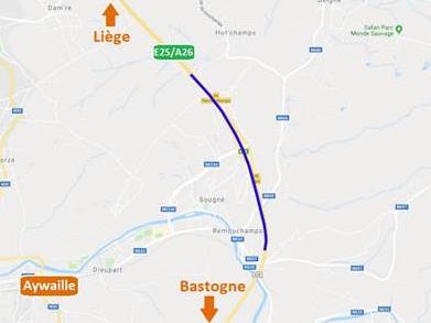 Aywaille : fermeture de la  sortie n°46 Remouchamps vers Liège