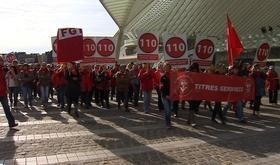 Manifestation des travailleuses titres-services à Liège