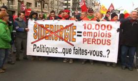 Manifestation à Bruxelles: les ouvriers d'ArcelorMittal en tête de cortège