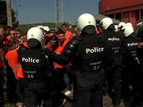 Les policiers liégeois en démonstration devant leurs collègues européens 