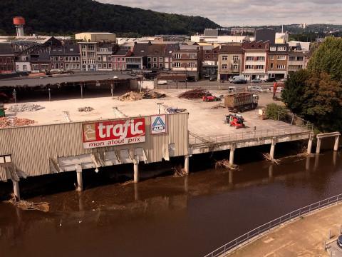 Travaux de démolition de l'îlot Aldi-Trafic à Chênée