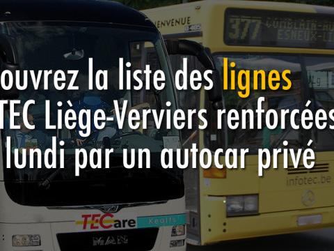 Voici les lignes TEC renforcées dès lundi 23 novembre