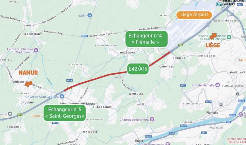 E42 : renouvellement des revêtements entre Saint-Georges et Flémalle