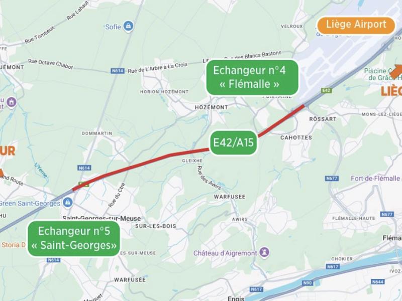 E42 : renouvellement des revêtements entre Saint-Georges et Flémalle