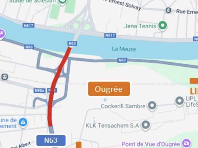 Travaux routiers dans la descente de Boncelles vers Seraing