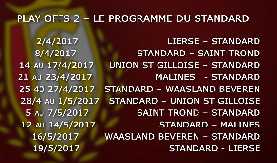 Play-offs 2 : le programme du Standard de Liège