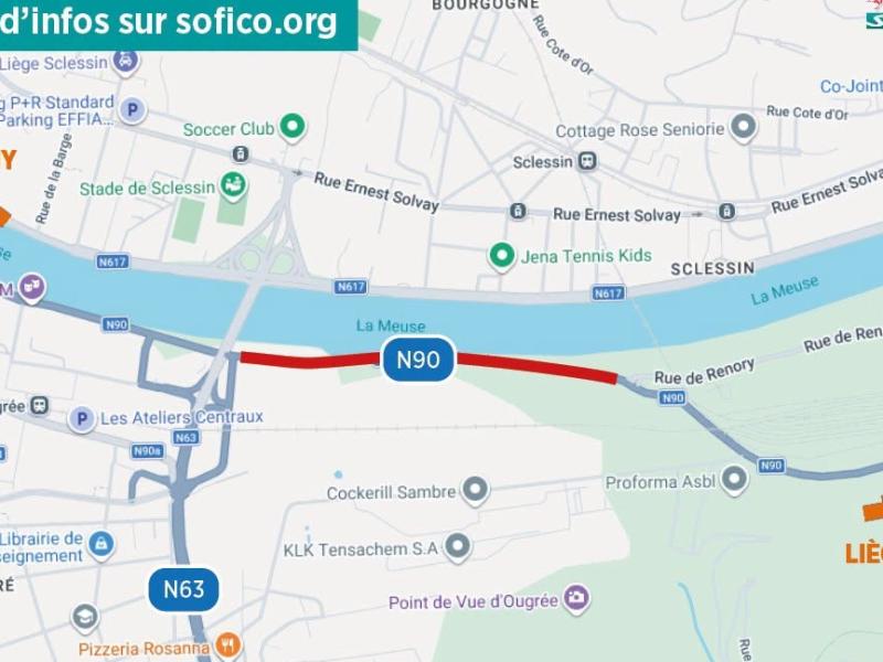 Fermeture de la RN90 à Ougrée pendant 10 jours