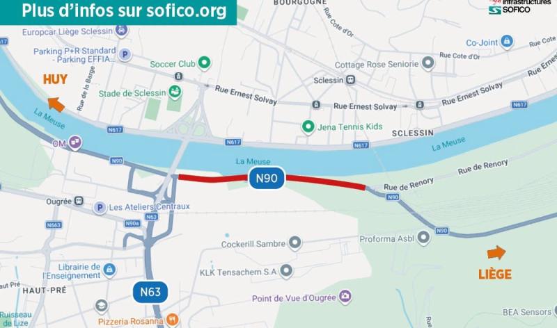 Fermeture de la RN90 à Ougrée pendant 10 jours
