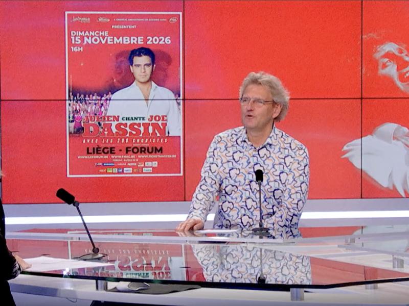 Julien Dassin au Forum de Liège : un hommage à Joe Dassin avec 150 choristes de Solmania