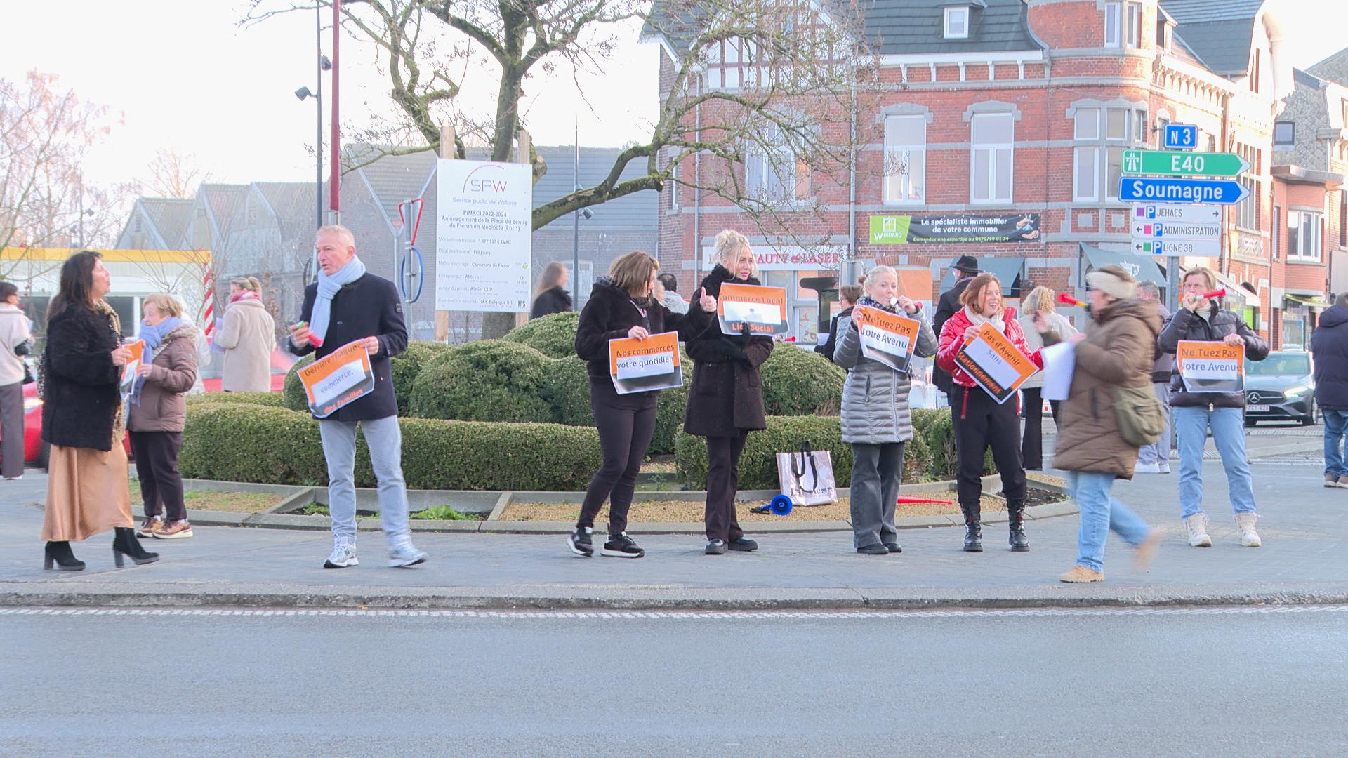 Fléron: les commerçants de l'Avenue des Martyrs manifestent