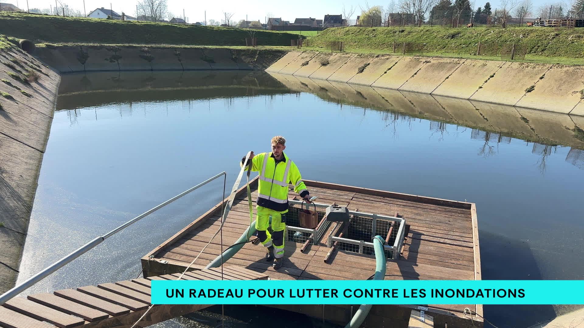 Un radeau-pompes pour lutter contre les inondations à Crisnée