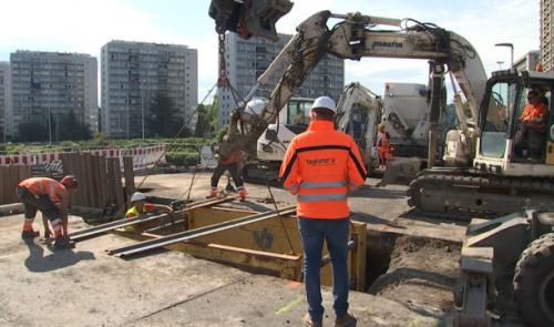 Pont Atlas  :  déplacement des réseaux pour le chantier du tram