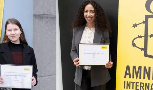 Sana Afouaiz et Charline Bellot récompensées par le Prix Amnesty Jeunes des droits humains