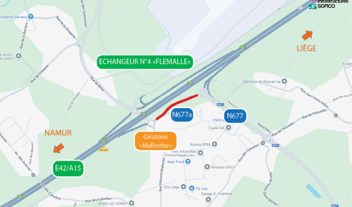 Des travaux débutent lundi près de l'échangeur de Flémalle sur l'autoroute E42
