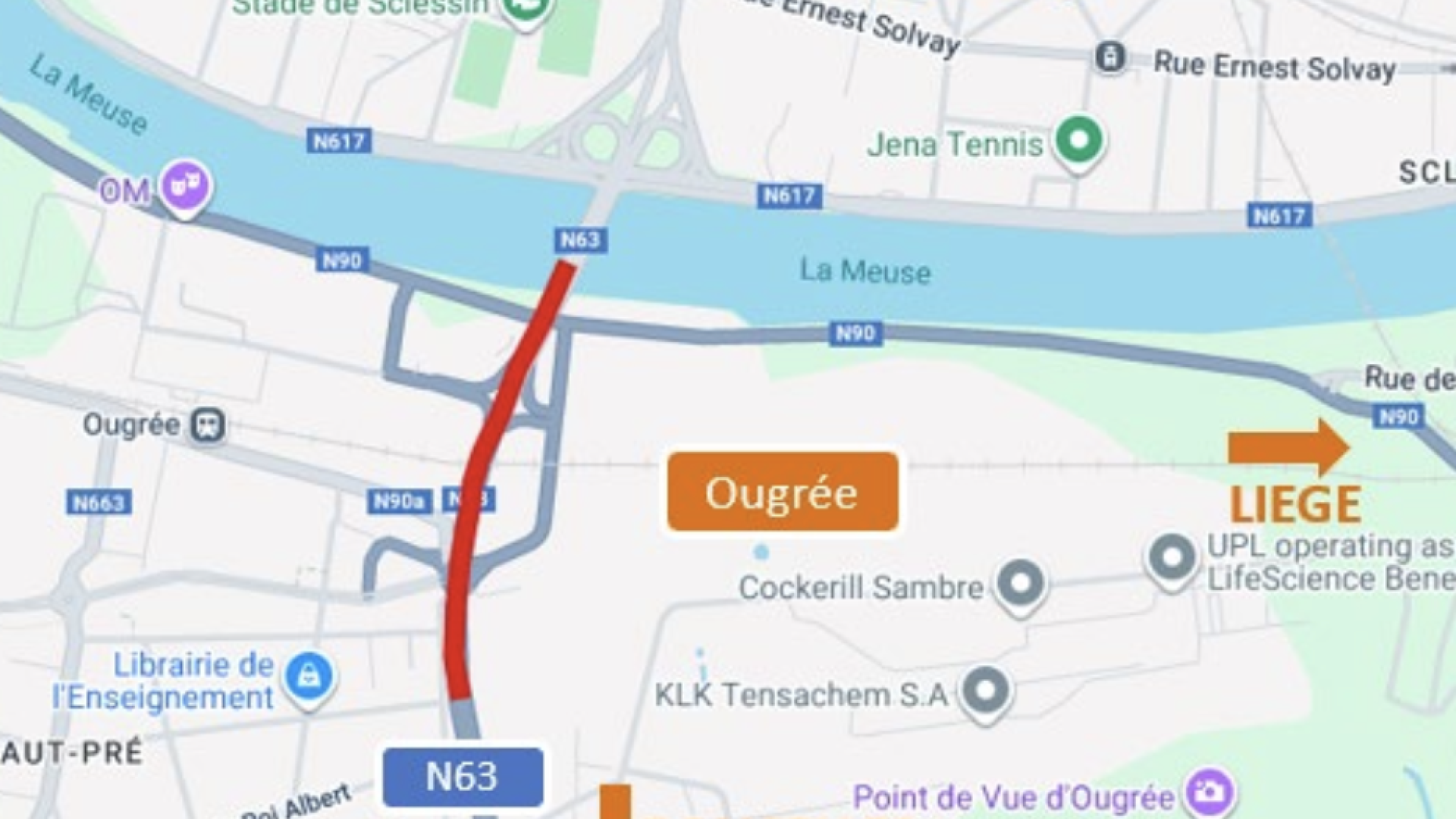 Travaux routiers dans la descente de Boncelles vers Seraing