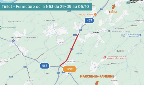 Une partie de la route du Condroz fermée pour une semaine à partir du 29/9