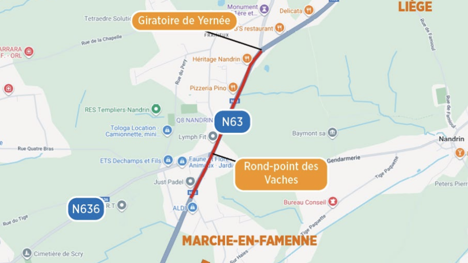 Nandrin : renouvellement des revêtements de la route du Condroz