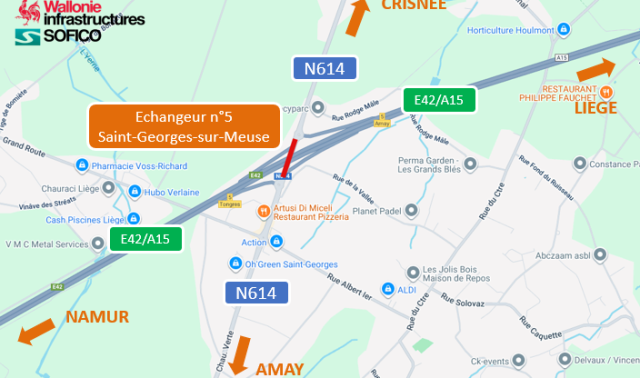 Pont de l'échangeur à Saint-Georges-sur-Meuse : reprise du chantier