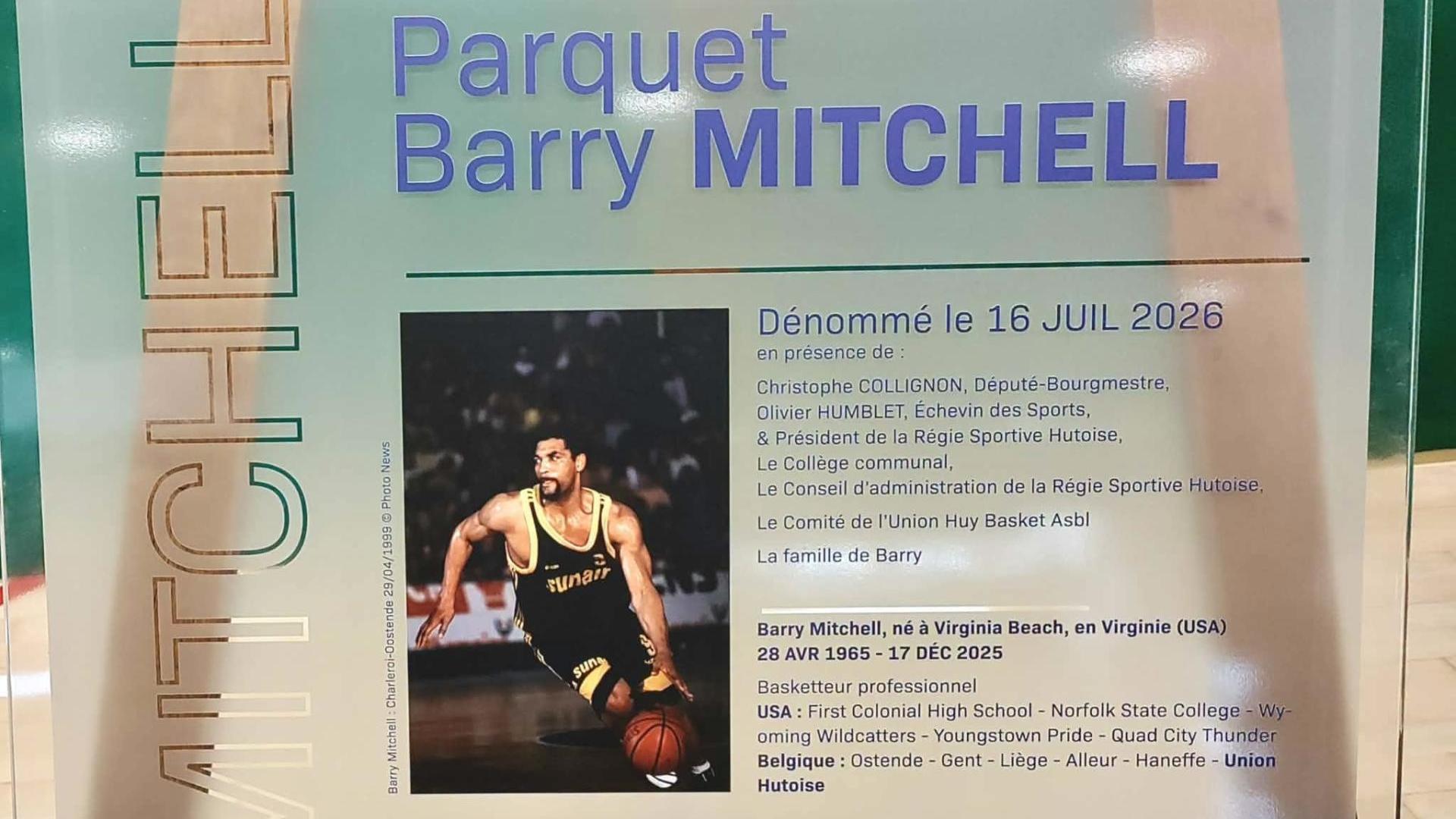 Le parquet de l'Union Huy renommé "Parquet Barry Mitchell"