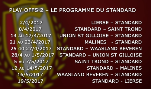 Play-offs 2 : le programme du Standard de Liège