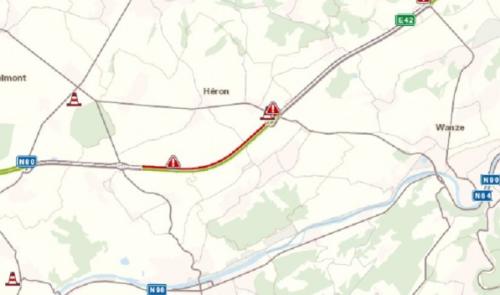 Accident sur la E42 à Héron