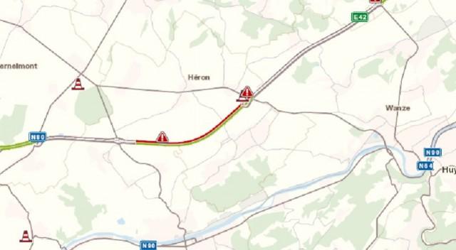 Accident sur la E42 à Héron
