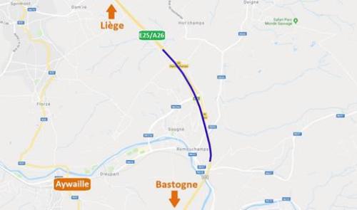 Aywaille : fermeture de la  sortie n°46 Remouchamps vers Liège