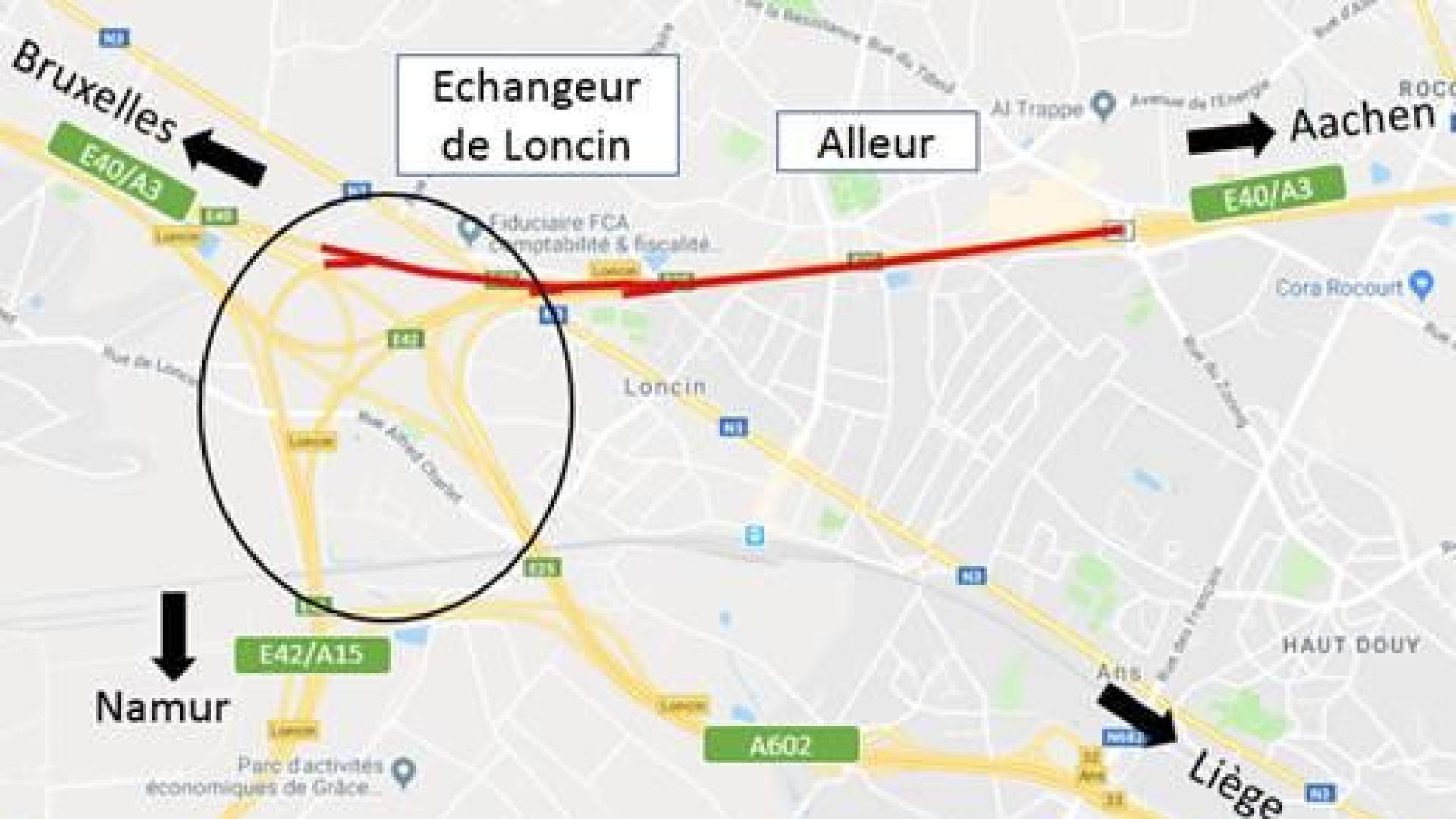 E40/A3 : fermeture nocturne entre Alleur et Loncin