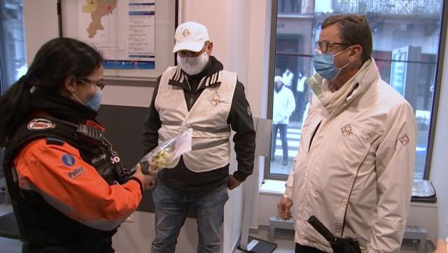 Action symbolique du syndicat national personnel de police et sécurité  