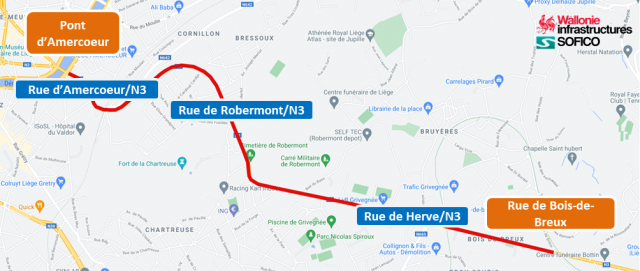 Nationale 3 : lancement d'un chantier de réhabilitation sur 5 kilomètres à Liège