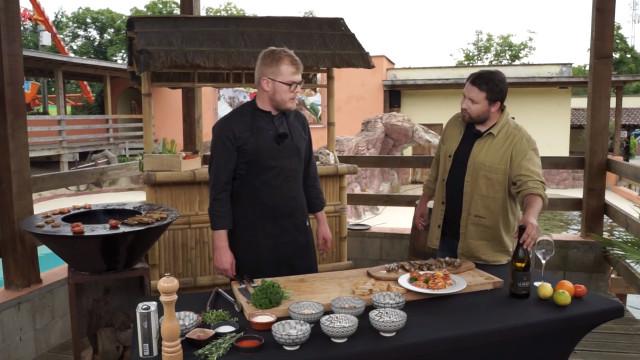Couteaux et scampis grillés