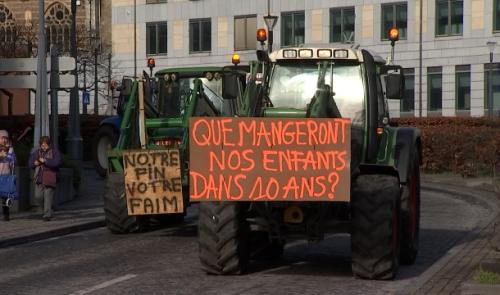 Les agriculteurs en action au centre de Liège