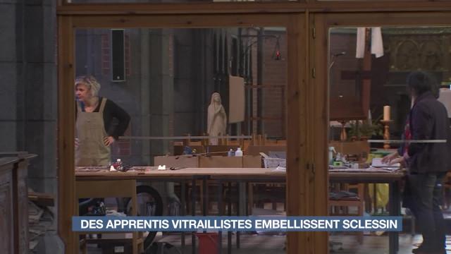 Des apprentis vitraillistes embellissent Sclessin 