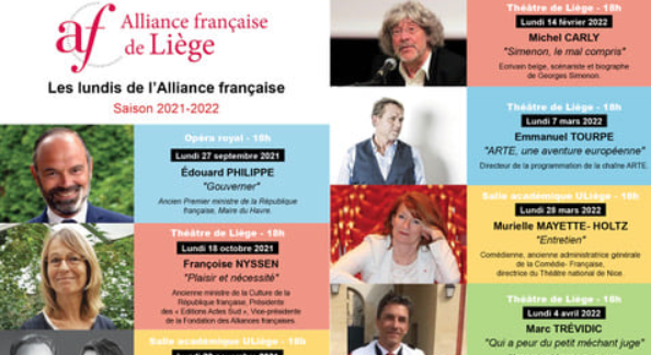 Des invités prestigieux pour la saison des Lundis de l'Alliance Française de Liège