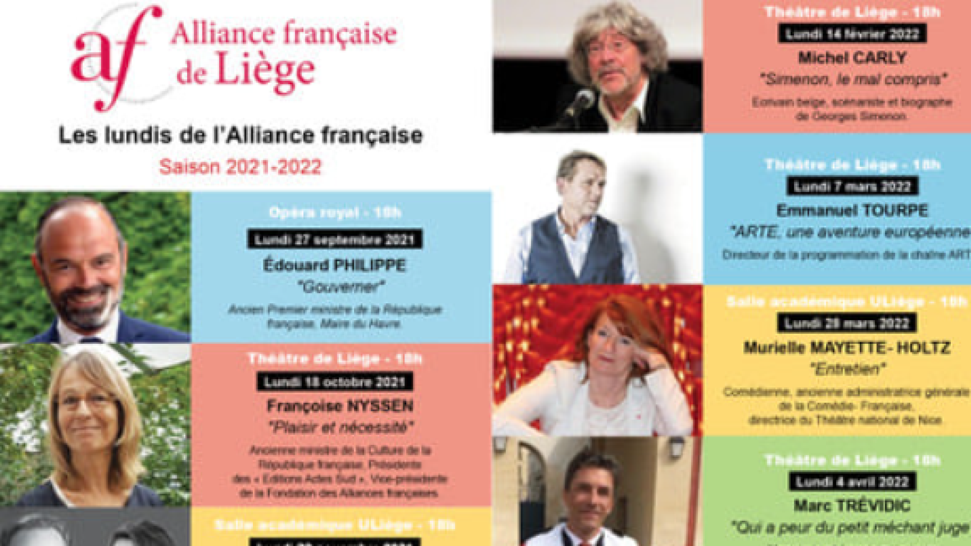 Des invités prestigieux pour la saison des Lundis de l'Alliance Française de Liège