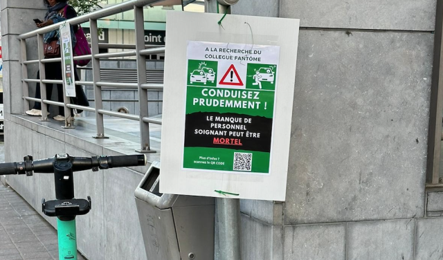 Des slogans dans le centre de Liège  pour dénoncer la pénurie de soignants