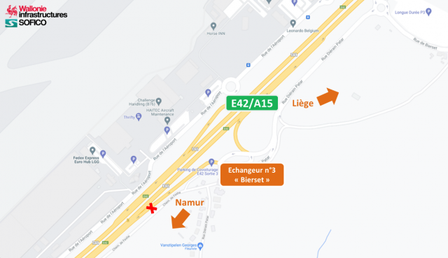 E42 à Bierset : la bretelle de sortie vers Liège fermée plusieurs jours