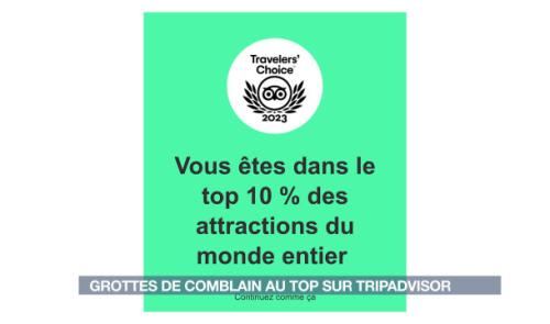 Grotte de Comblain : parmi les 10 % des sites touristiques les plus appréciés ( Tripadvisor)