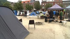 Les Indignés campent toujours sur la Place St Léonard.
