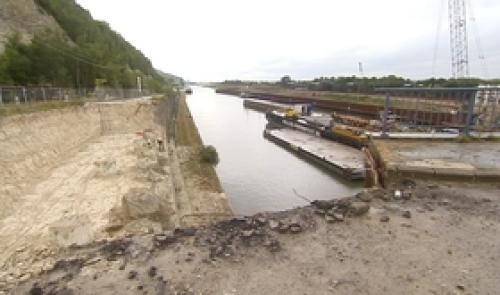 Ecluse de Lanaye : visite du chantier