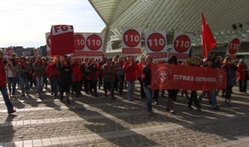 Manifestation des travailleuses titres-services à Liège