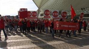 Manifestation des travailleuses titres-services à Liège